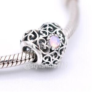 Authentic PANDORA October Signature Heart Charm